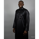 Saudi Collared Thobe (Pure Black)