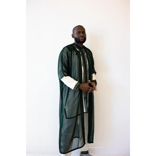 Sale Moroccan Suit Set with Overcoat Dark Green