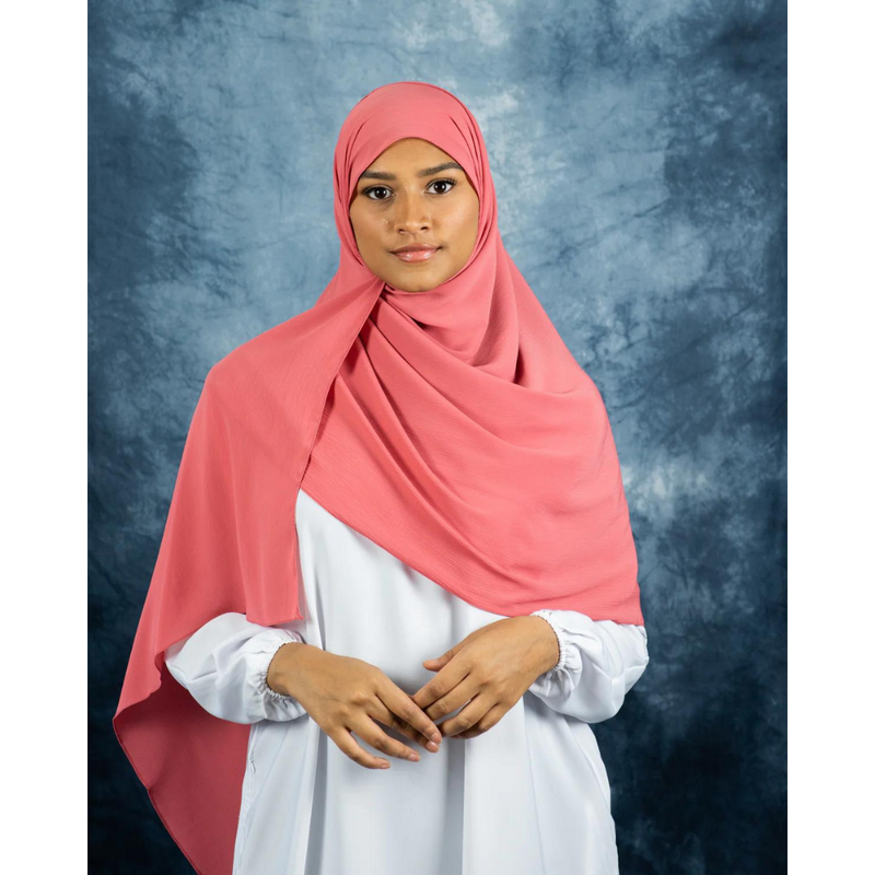 Rose Pink Silk Crinkle Chiffon Hijab