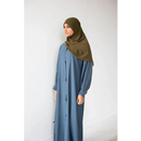 CLEARANCE SALE Button Front Abaya with Pleated Bishop Sleeves  - (Midsummer Blue) - 70,76,77,78