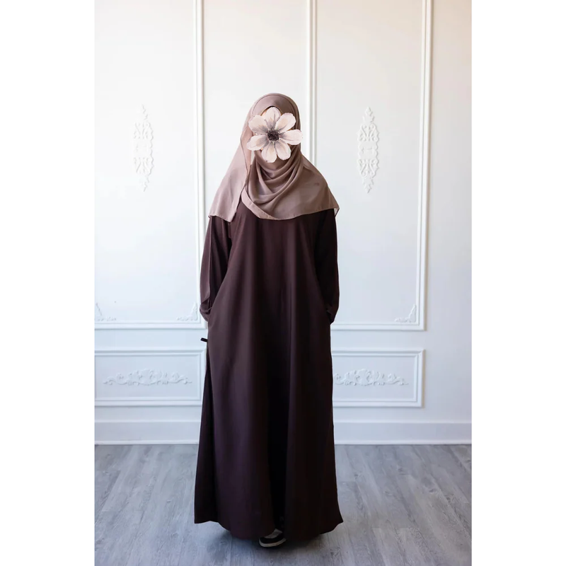 Sawda Textured Crepe Abaya (Coffee Brown)