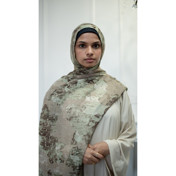 Printed Chiffon Hijab - Style 58 Sage Breeze
