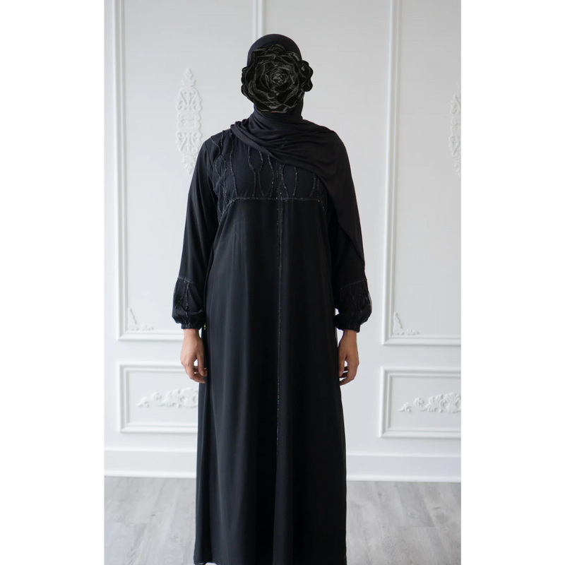 Eid Abaya Rain Splatter (Black)