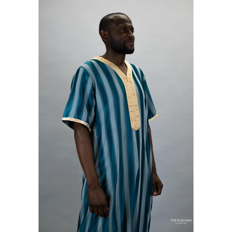 Moroccan Striped Thobe (Turqoise)