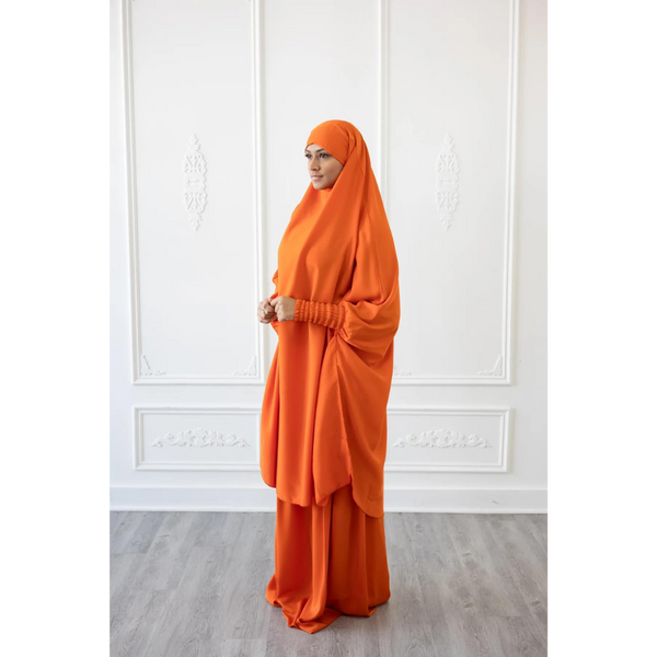 Sale Aisha Two Piece Jilbaab - Tiger Orange (B49)