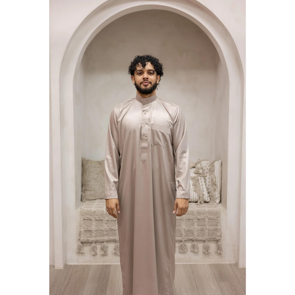 Saudi Collar Thobe Jubbah - Golden Sand