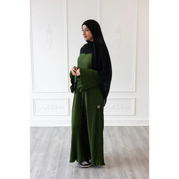 Pleated Plain Abaya (Earth)