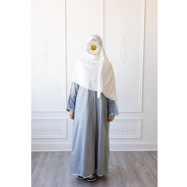 CLEARANCE SALE Linen Embroidered Vine Sleeve Design (Slate Grey)