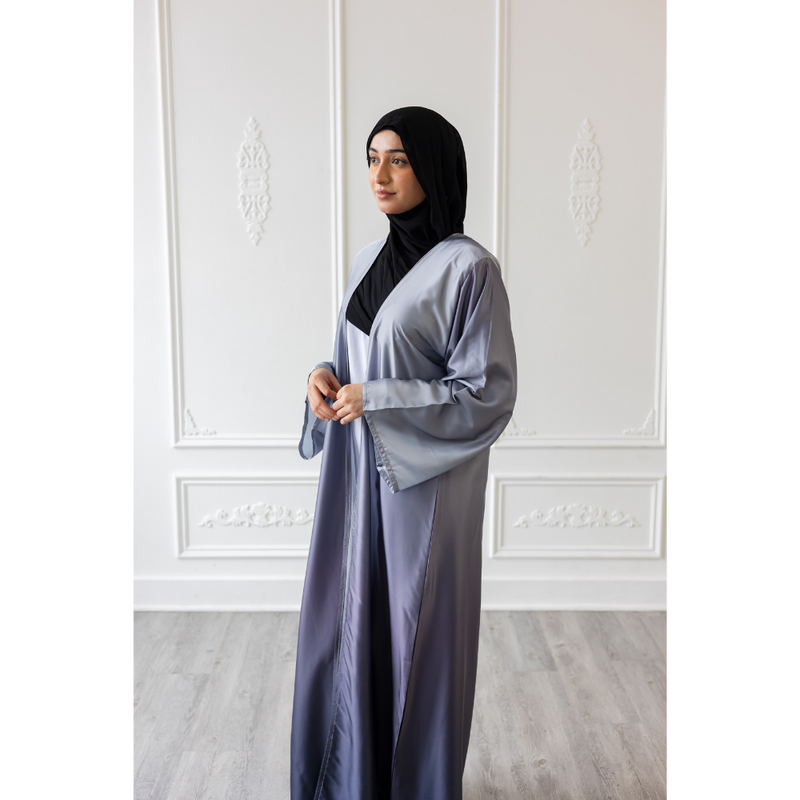 Ombre Satin Abaya - Ash Grey