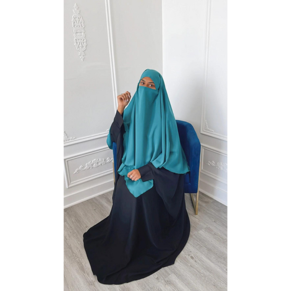 Two in One Niqab Khimar (Sapphire Blue)