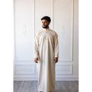 Saudi Collared Thobe Jubbah MC Cotton Blend (Chiffon White)