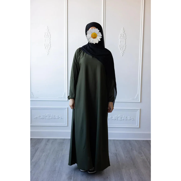 Sawda Textured Crepe Abaya (Mountain Pine)
