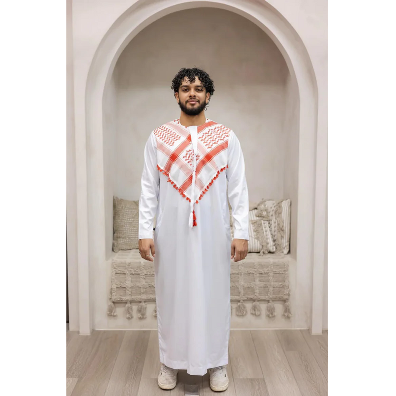 Saudi Style Emirati Thobe with Shemagh / Keffiyeh Design