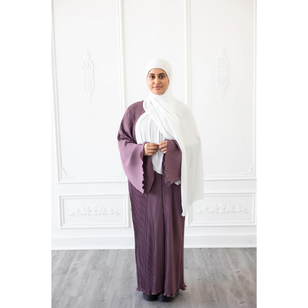 Pleated Plain Abaya (Dusty Pink)