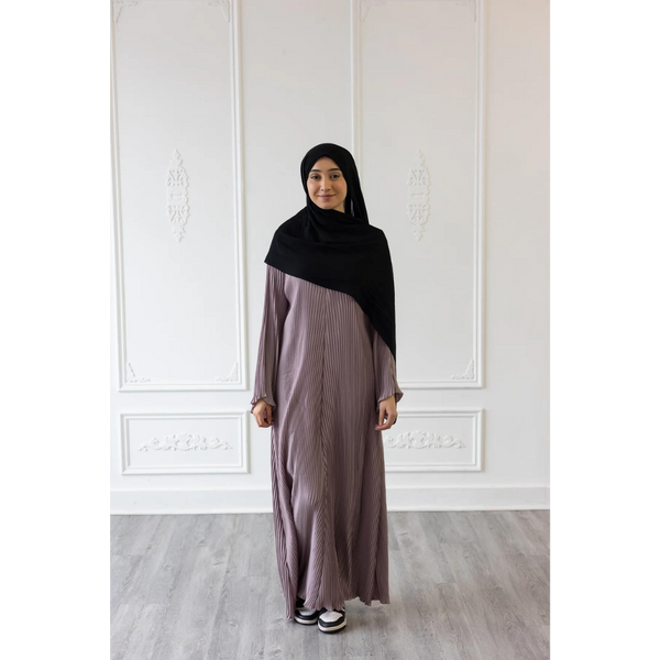 Pleated Plain Abaya (Soft Peach)