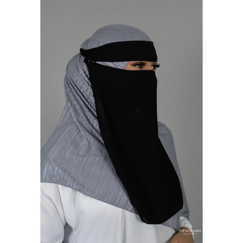 Pull Down One Piece Niqab in Black