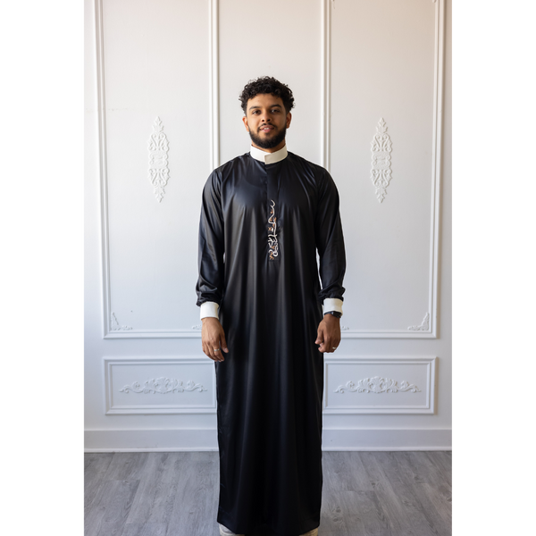 Saudi Collar Caligraphy Design - (White & Black)
