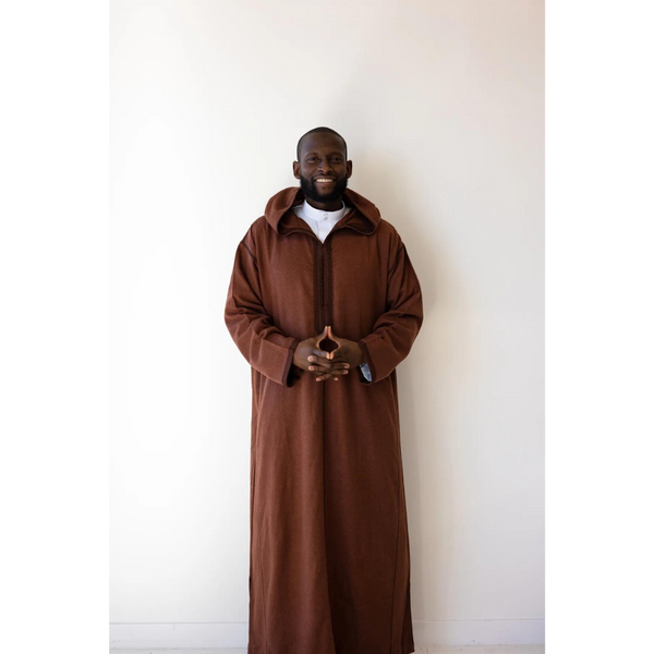 Moroccan Milifa Hoodie - Saddle Brown