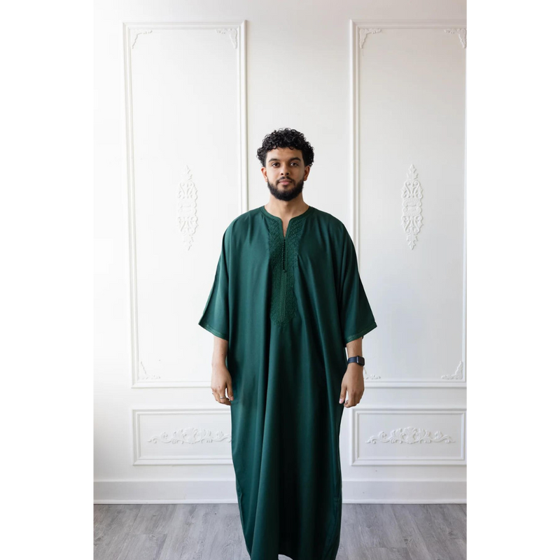Moroccan 3/4 Sleeve Thobe - Emerald