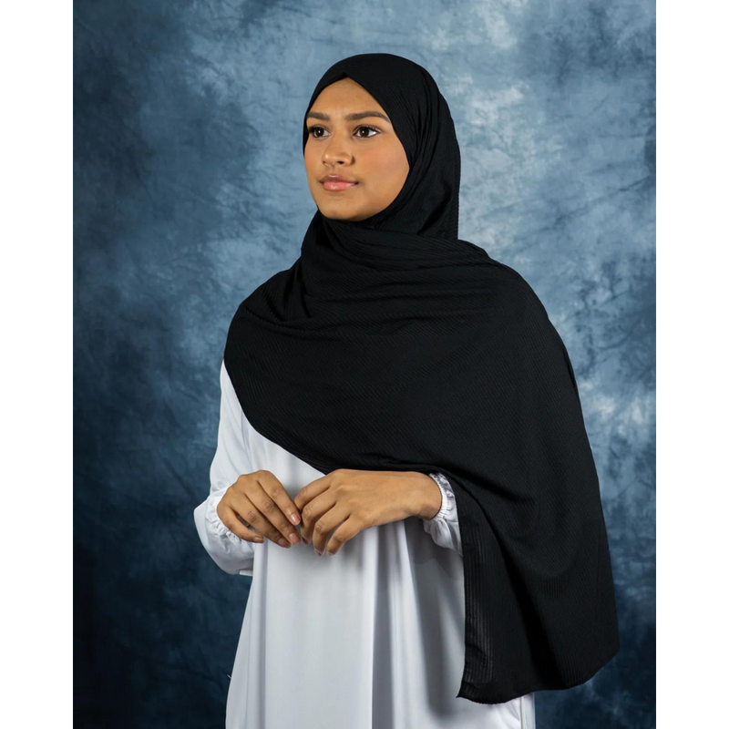 Black Ribbed Jersey Hijab
