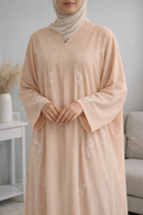 Petal Weave Glam Abaya –  Blush Beige