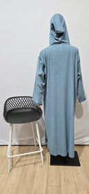 Moroccan Milifa Hoodie Thobe - Light Blue