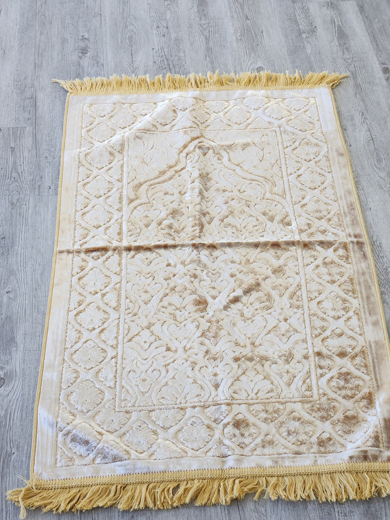 Sahara Gold Velvet Texture Prayer Mat