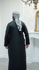 Saudi Collared Thobe Jubbah - Hamza Collection (Electric Black)