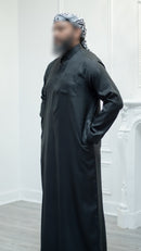 Saudi Collared Thobe Jubbah - Hamza Collection (Electric Black)