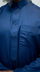 Saudi Collared Thobe Jubbah - Hamza Collection (Electric Blue)