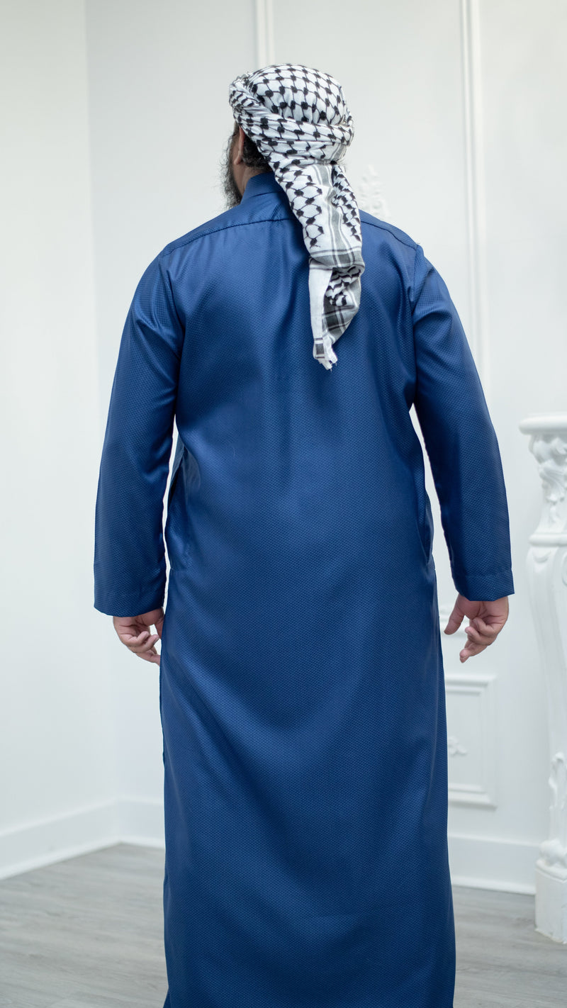 Saudi Collared Thobe Jubbah - Hamza Collection (Electric Blue)