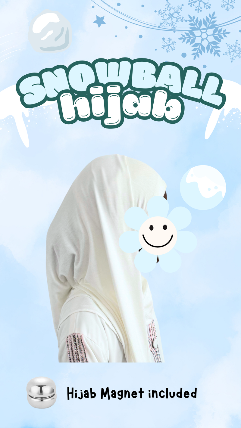 Slip & Wrap© Hijabs - Snowball (with Hijab magnet)