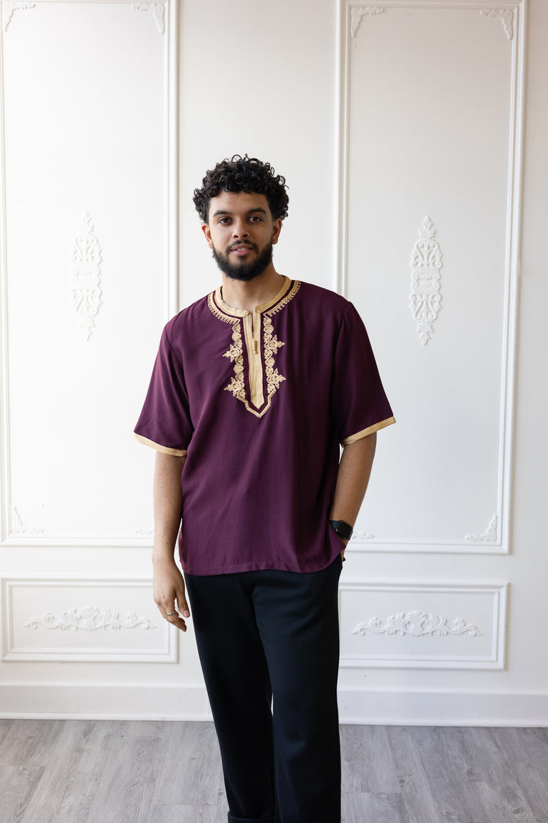 Moroccan T-Shirt Fig and Gold