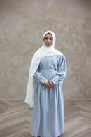 Resort Textured Skirt & Blouse Set - Cream - Blue Tulle