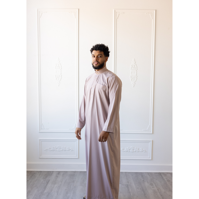 Saudi Collared Thobe Jubbah MC Cotton Blend (Seashell)