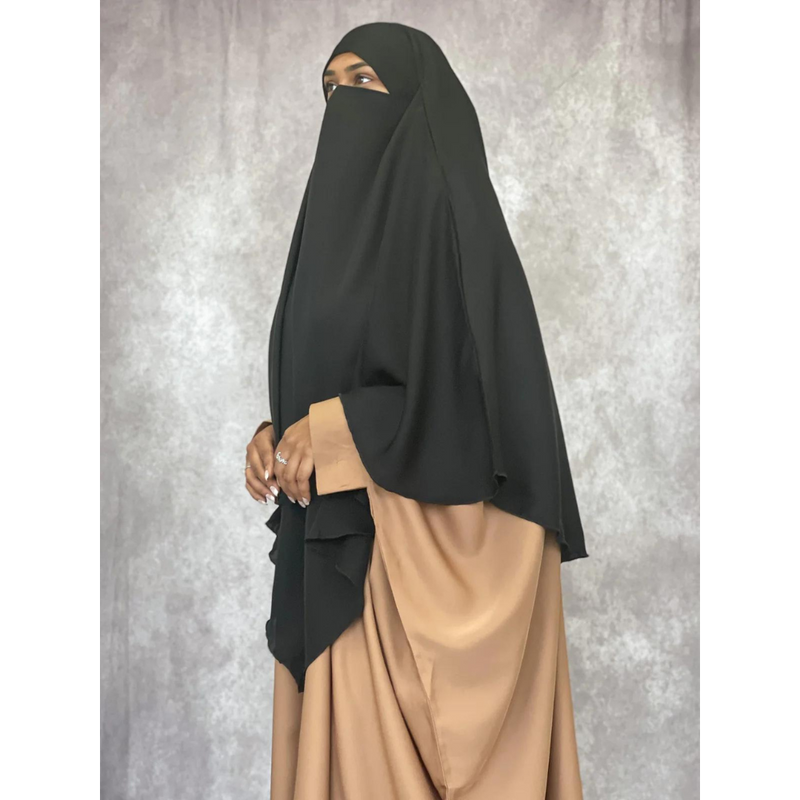 Two in One Niqab Khimar - Black