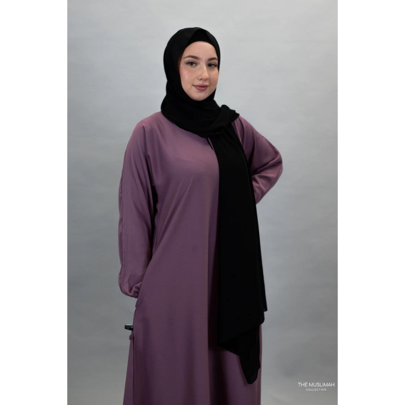 Sawda Textured Crepe Abaya - Dusty Pink