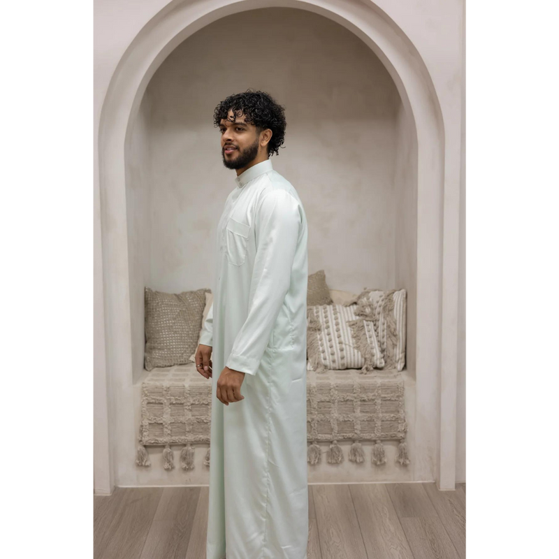 Saudi Collar Thobe Jubbah - Minty Fresh
