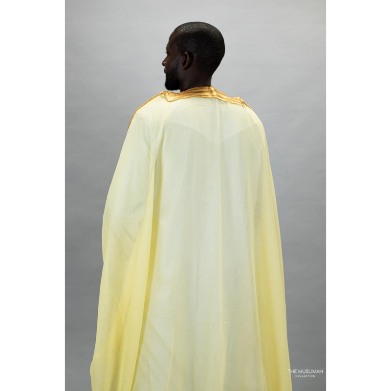 Embroidered Thobe Overcoat Arab Bisht Cloak Corn Silk