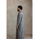 Saudi Collared Thobe Jubbah - MC Cotton Blend (Shadow Grey)