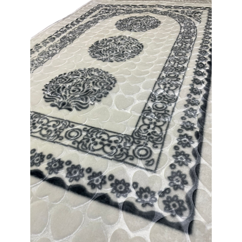 Grey & White Circular Oriental Design Prayer Mat