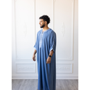 Moroccan 3/4 Sleeve Thobe (Persian Blue)