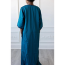 Moroccan Short Sleeve Kids-Boys Thobe (Turquoise with Top Down Embroidery)