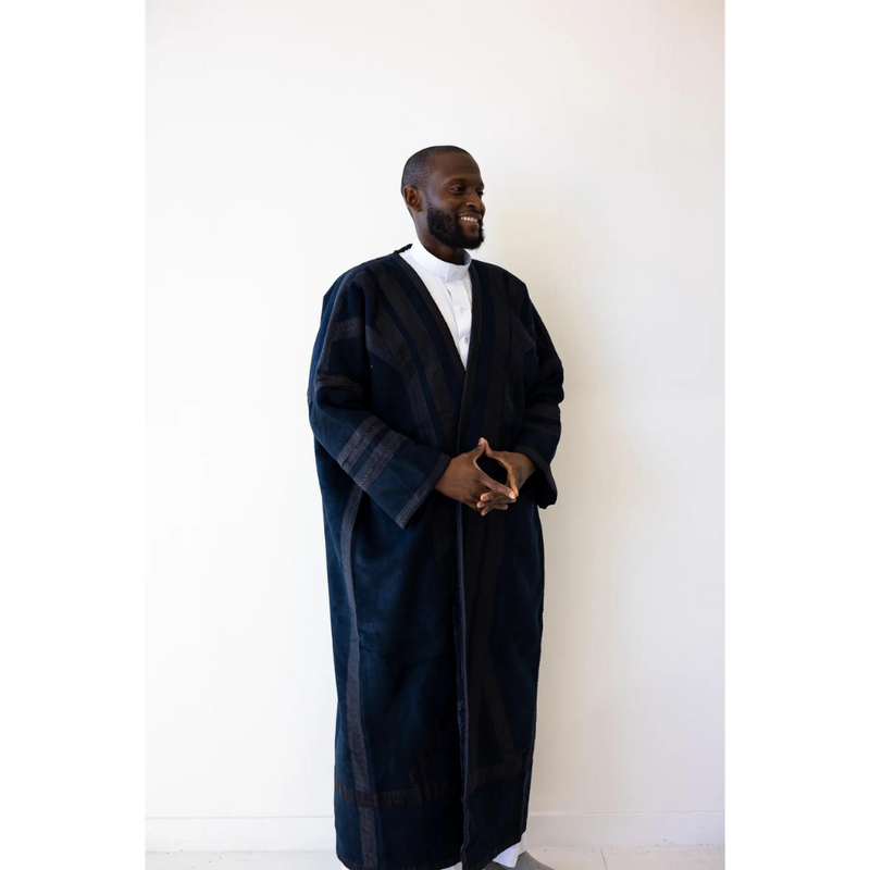 Syrian Farwa Coat with Hoodie - Space Black