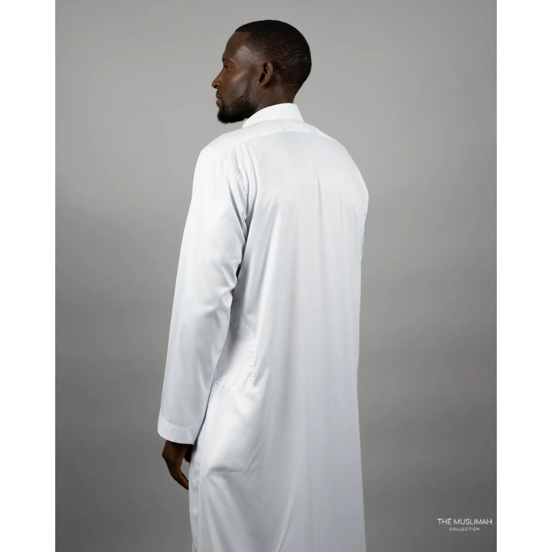 White Saudi Collar Thobe Jubbah