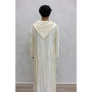 Moroccan Striped Hoodie Thobe (Pearl)