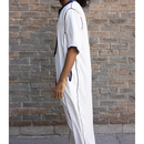 Moroccan Short Sleeve Thobe (White and Navy)