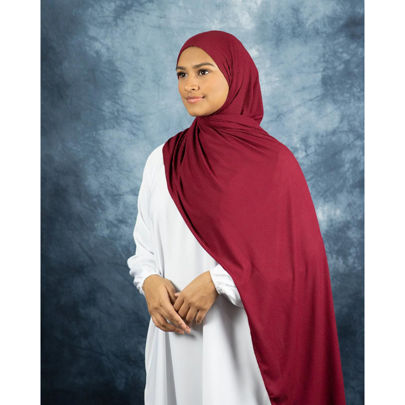 Maroon Ribbed Jersey Hijab