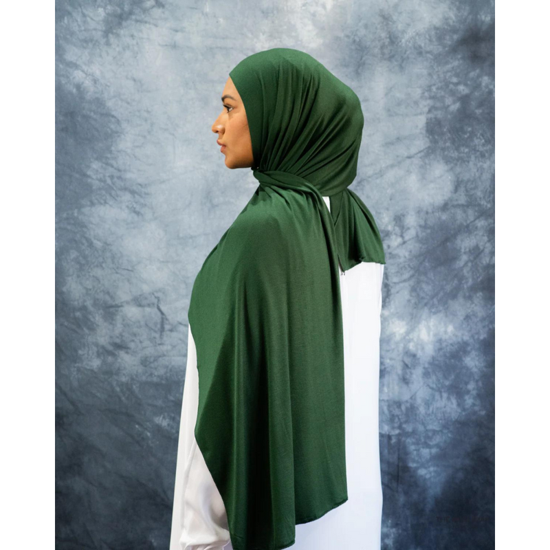 Shop Viscose Jersey Hijab Scarf in Dark Forest Green Color