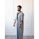 Moroccan 3/4 Sleeve Thobe (Geyser Grey & Black)
